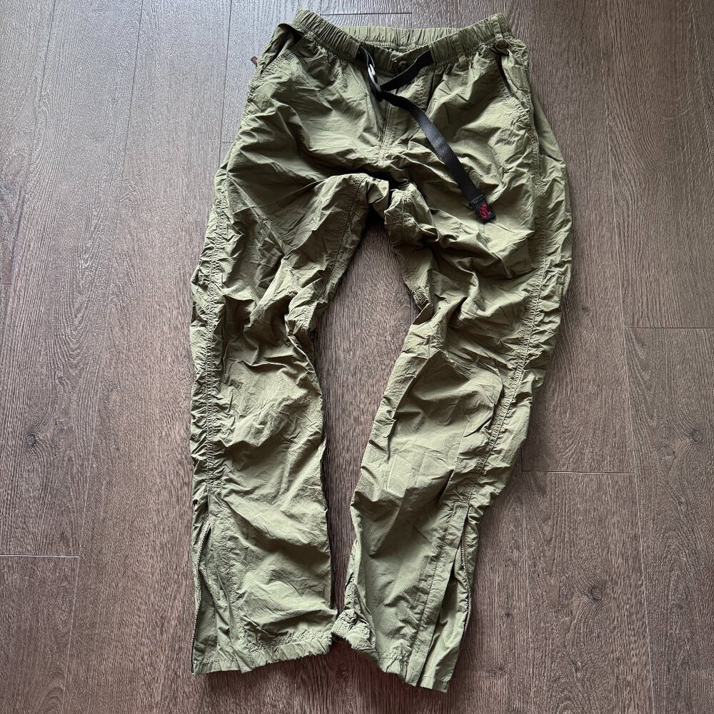 GRAMICCI NYLON BELT TRACK PANTS WITH ANKLE ZIPPER SIZE SMALL